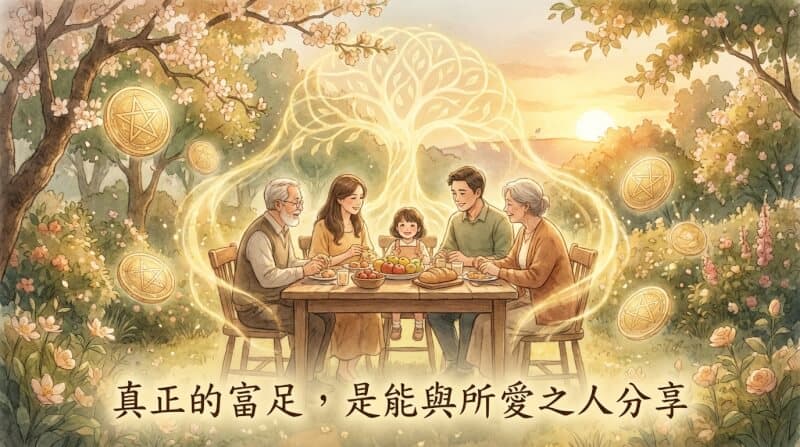 錢幣十 - 真正的富足是與家人分享