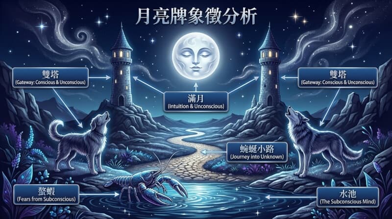 月亮牌象徵元素解析圖