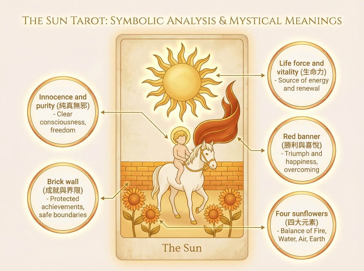 太陽牌象徵元素解析圖