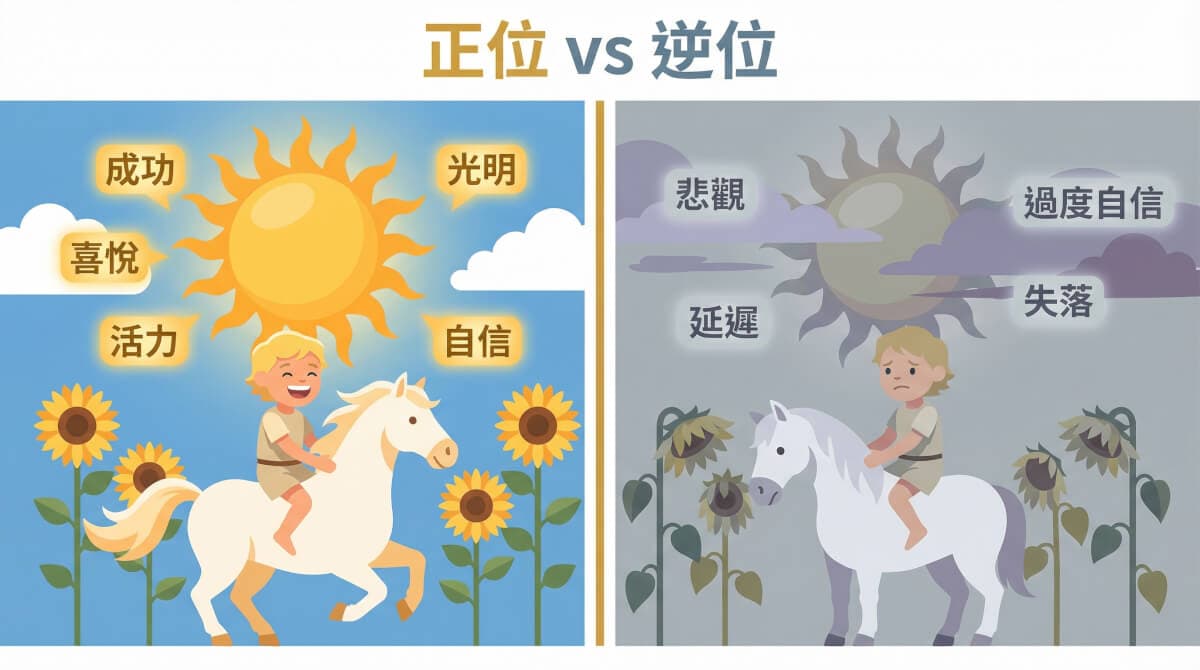 太陽牌正位與逆位對比圖