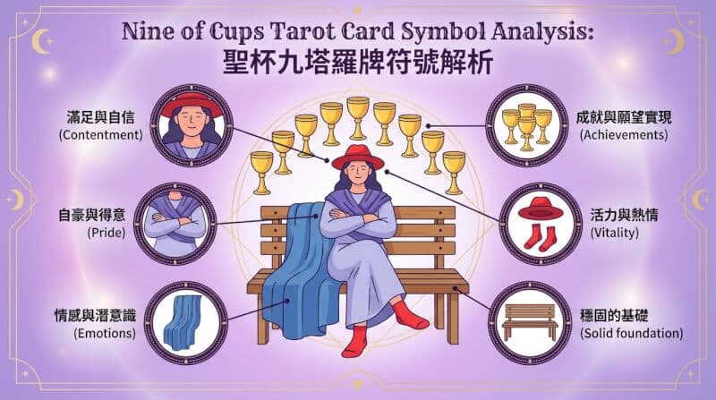 聖杯九象徵元素解析圖