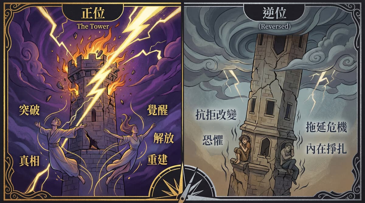 高塔牌正位與逆位對比圖