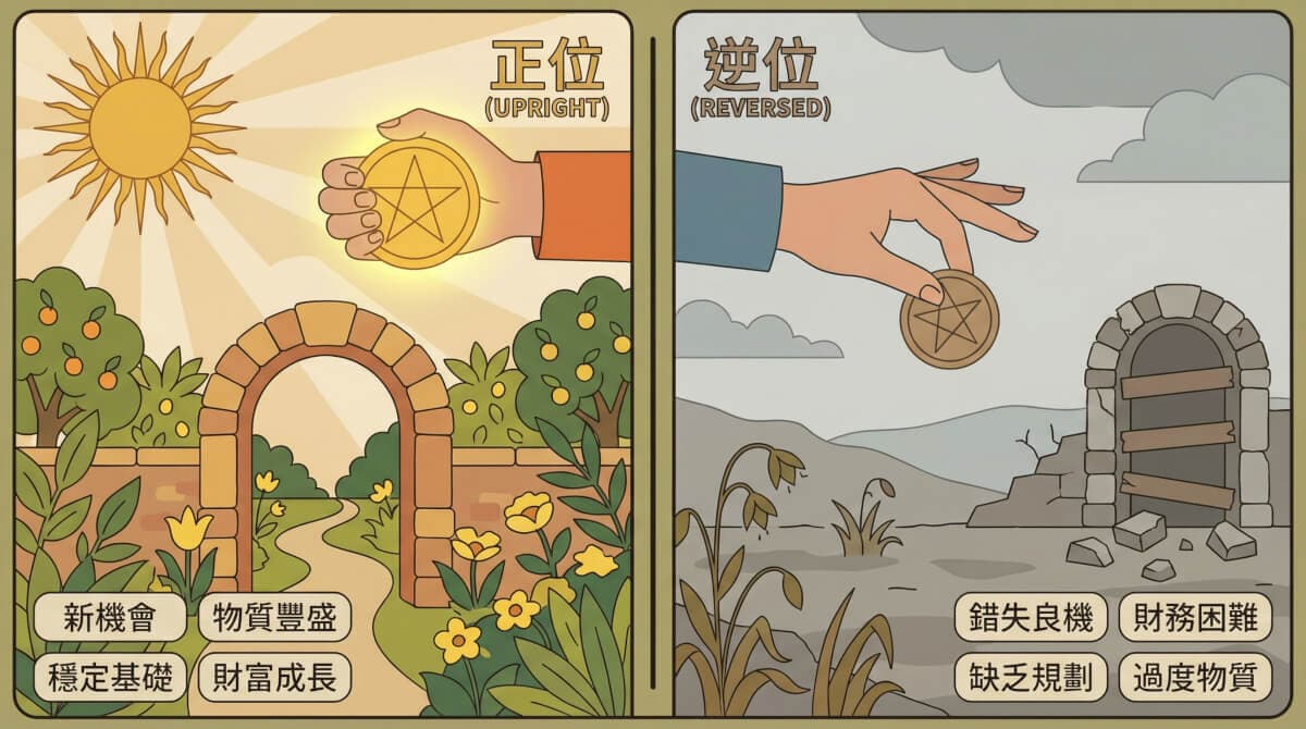 星币王牌正位与逆位对比图