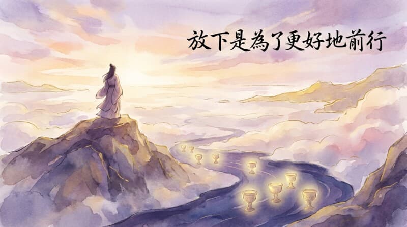 聖杯八結語配圖 - 放下是為了更好地前行