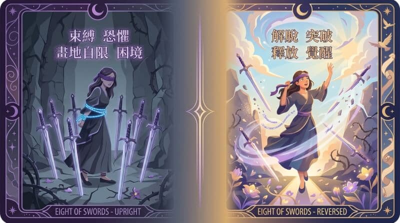 寶劍八正位與逆位對比圖