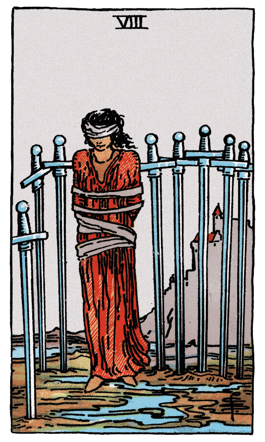 寶劍八 Eight of Swords - 塔羅牌圖像