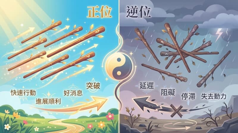 權杖八正位與逆位對比圖