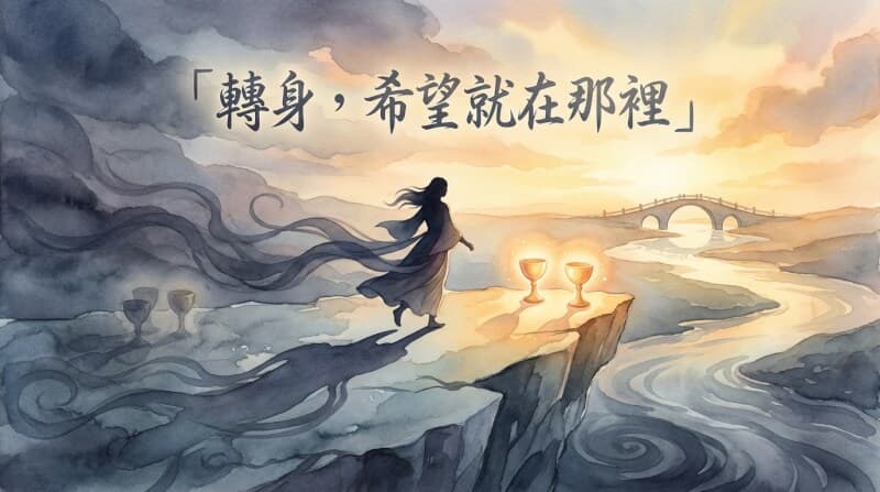 聖杯五結語配圖 - 轉身看見希望