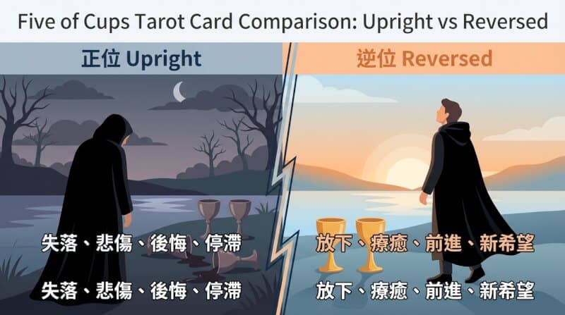 圣杯五正位与逆位对比图