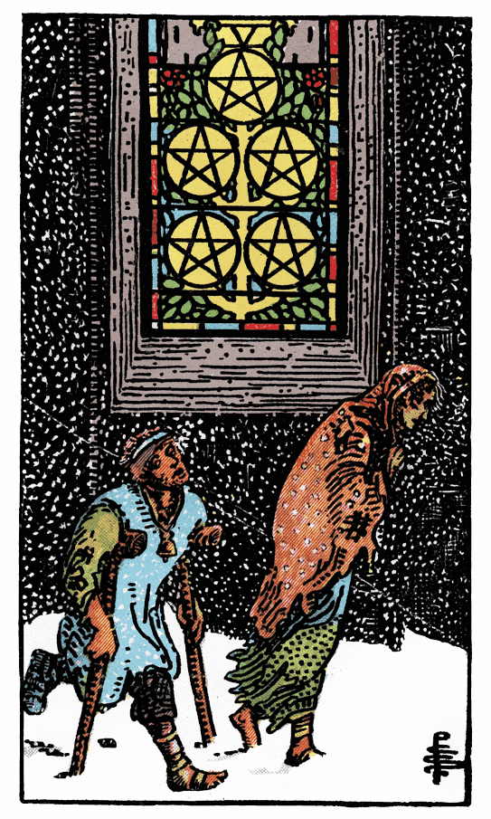 星幣五 Five of Pentacles - 塔羅牌圖像