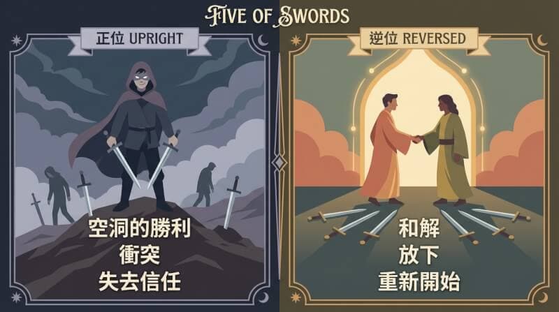 宝剑五正位与逆位对比图