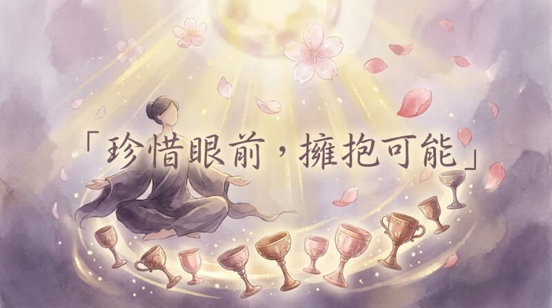 聖杯四結語配圖 - 珍惜眼前,擁抱可能