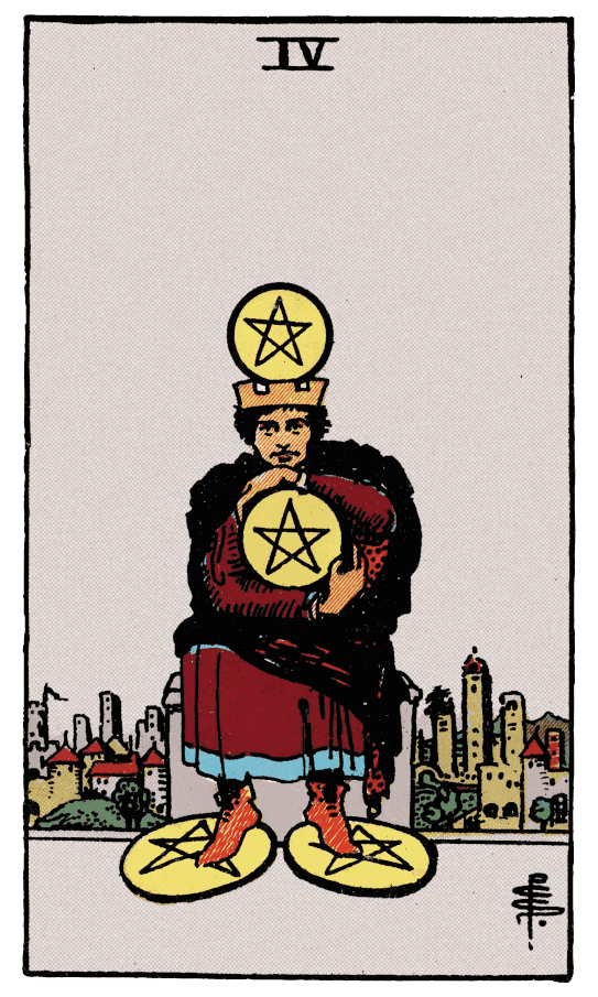 星幣四 Four of Pentacles - 塔羅牌圖像