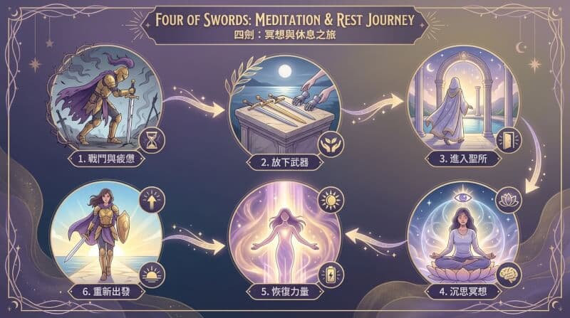 宝剑四休息与恢复旅程示意图