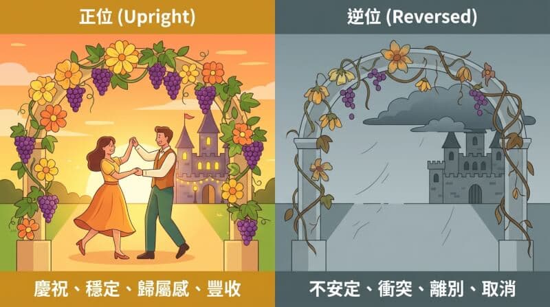 權杖四正位與逆位對比圖