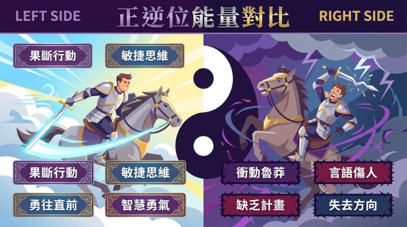 寶劍騎士正位與逆位對比圖