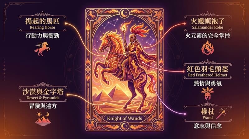 權杖騎士象徵元素解析圖