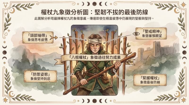 權杖九象徵元素解析圖