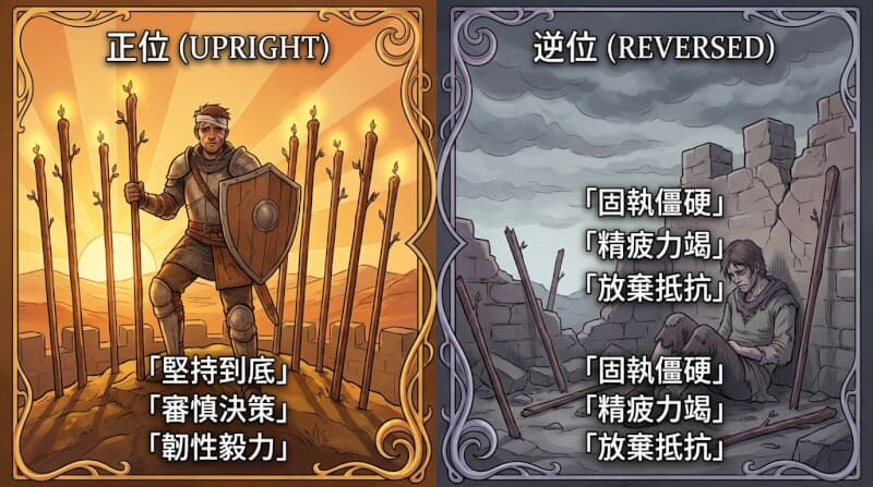 權杖九正位與逆位對比圖