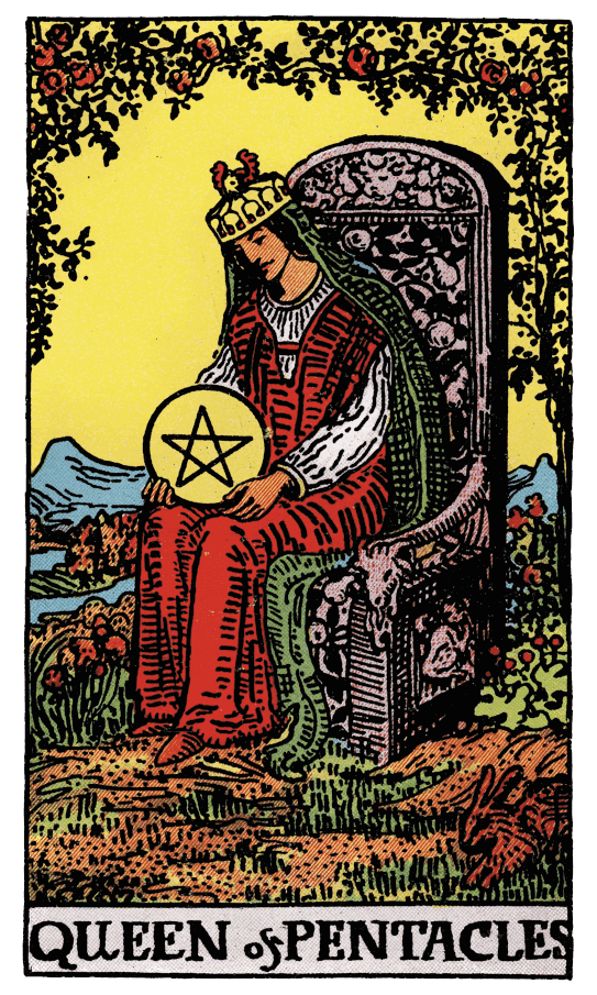 星幣皇后 Queen of Pentacles - 塔羅牌圖像