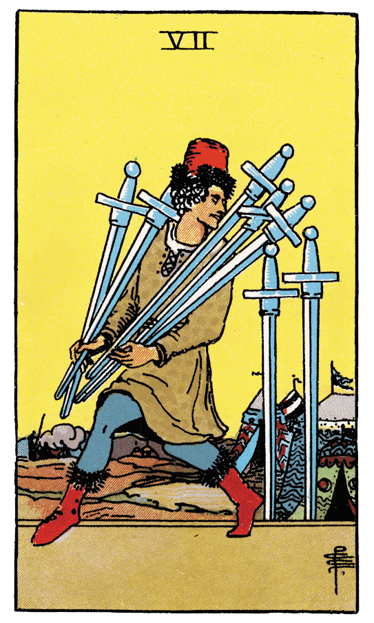 寶劍七 Seven of Swords - 塔羅牌圖像