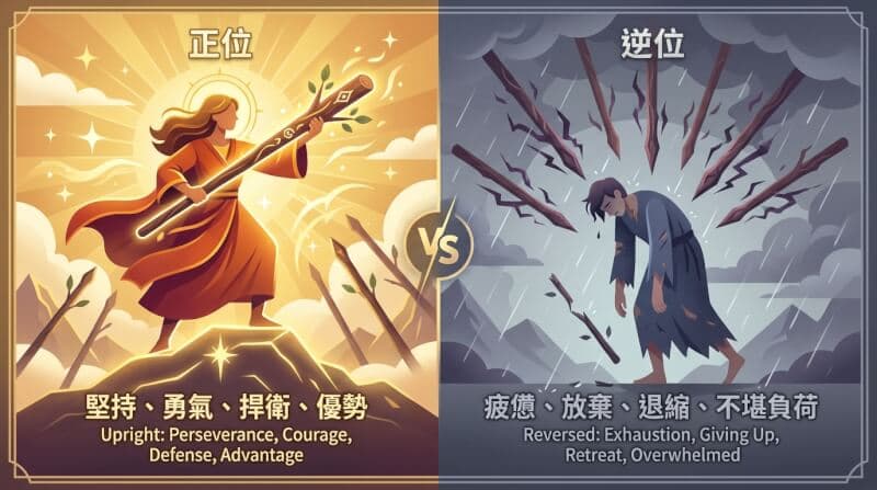 權杖七正位與逆位對比圖