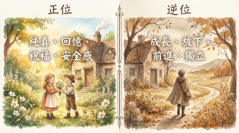 聖杯六正位與逆位對比圖