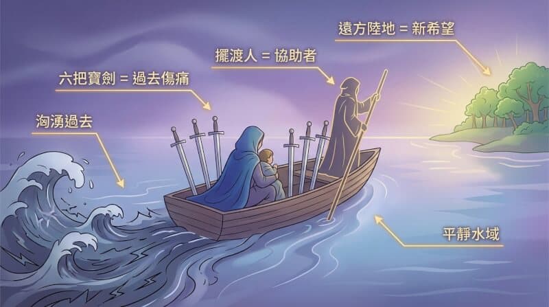 寶劍六象徵元素解析圖