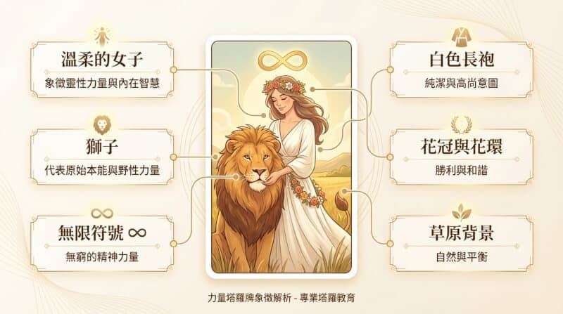 力量牌象徵元素解析圖