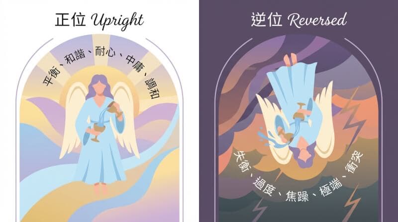 節制牌正位與逆位對比圖