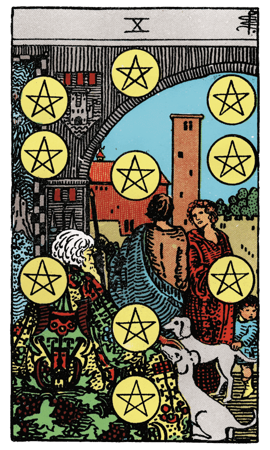 星幣十 Ten of Pentacles - 塔羅牌圖像