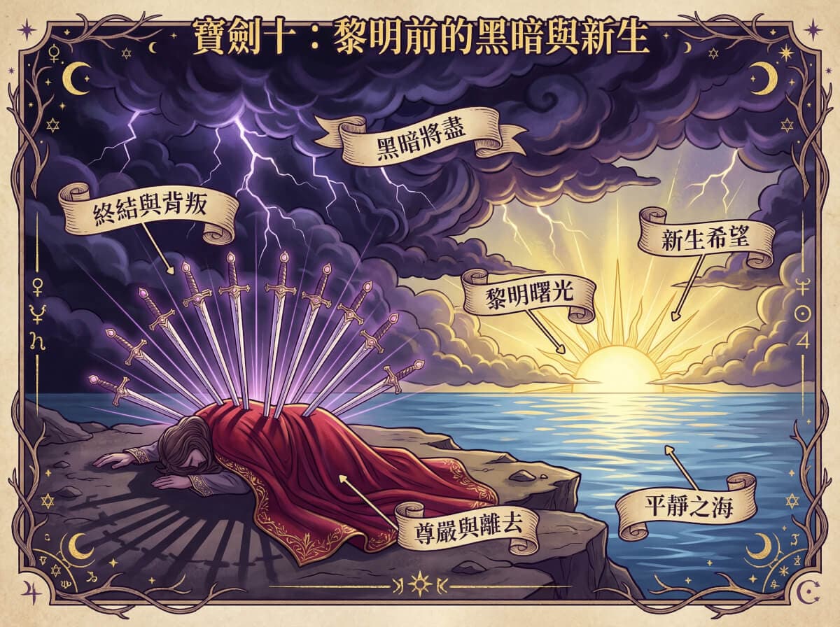 寶劍十象徵元素解析圖