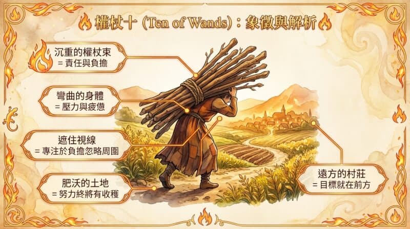 權杖十象徵元素解析圖