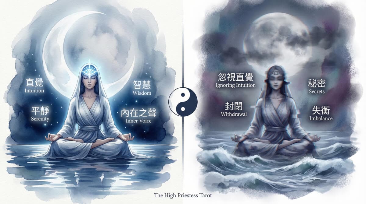 女祭司牌正位与逆位对比图