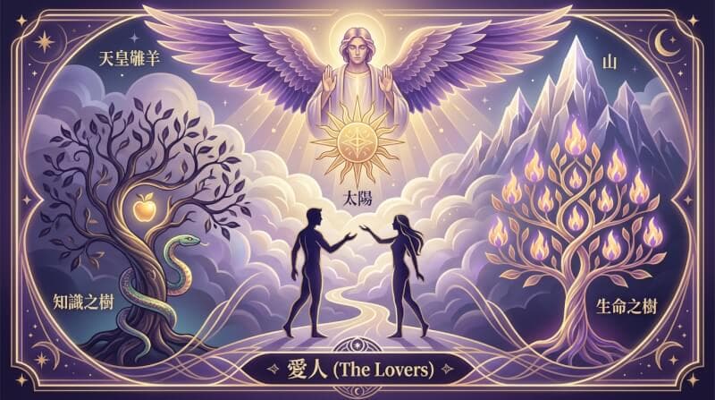 恋人牌象征元素解析图