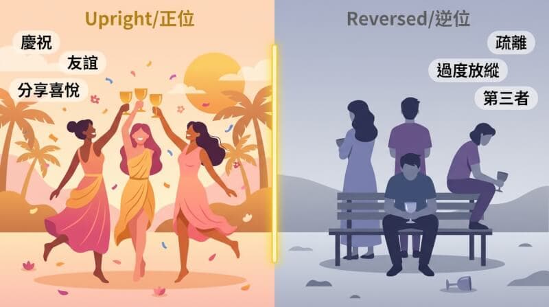 聖杯三正位與逆位對比圖