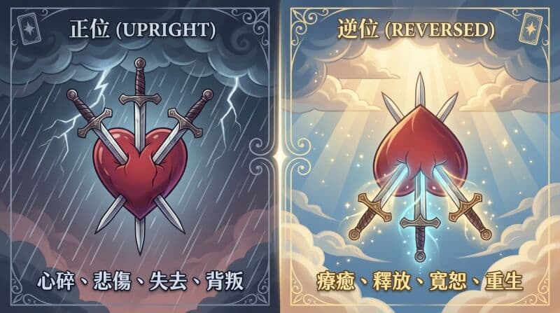 宝剑三正位与逆位对比图