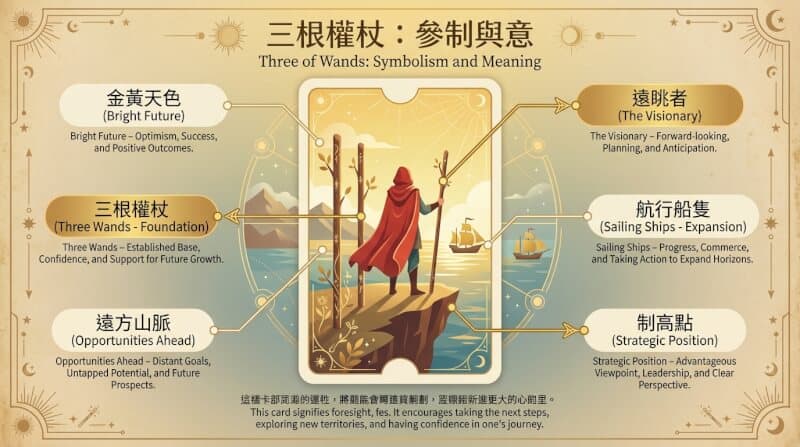 權杖三象徵元素解析圖