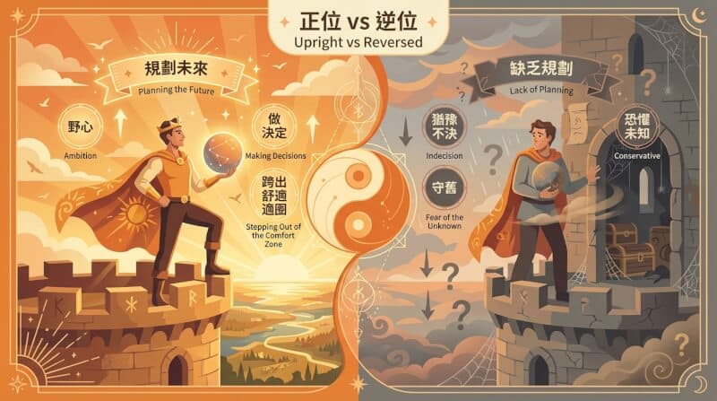 權杖二正位與逆位對比圖