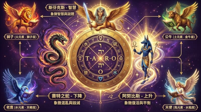 命運之輪牌象徵元素解析圖